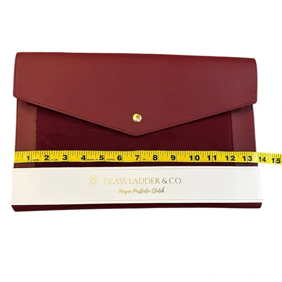 NWT Glass Ladder & Co. Burgundy Portfolio Clutch - Picture 3 of 8